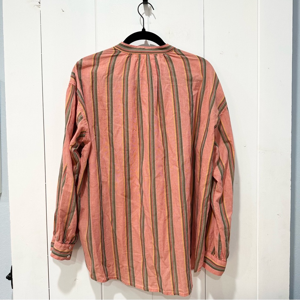 Striped Pink Button-Up Blouse - Picture 4 of 7
